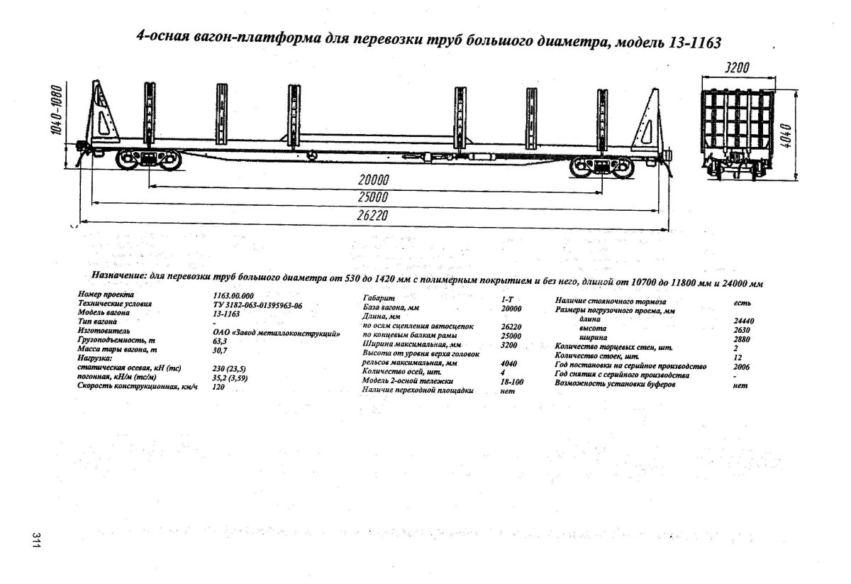 Платформа трубовоз 13-1163