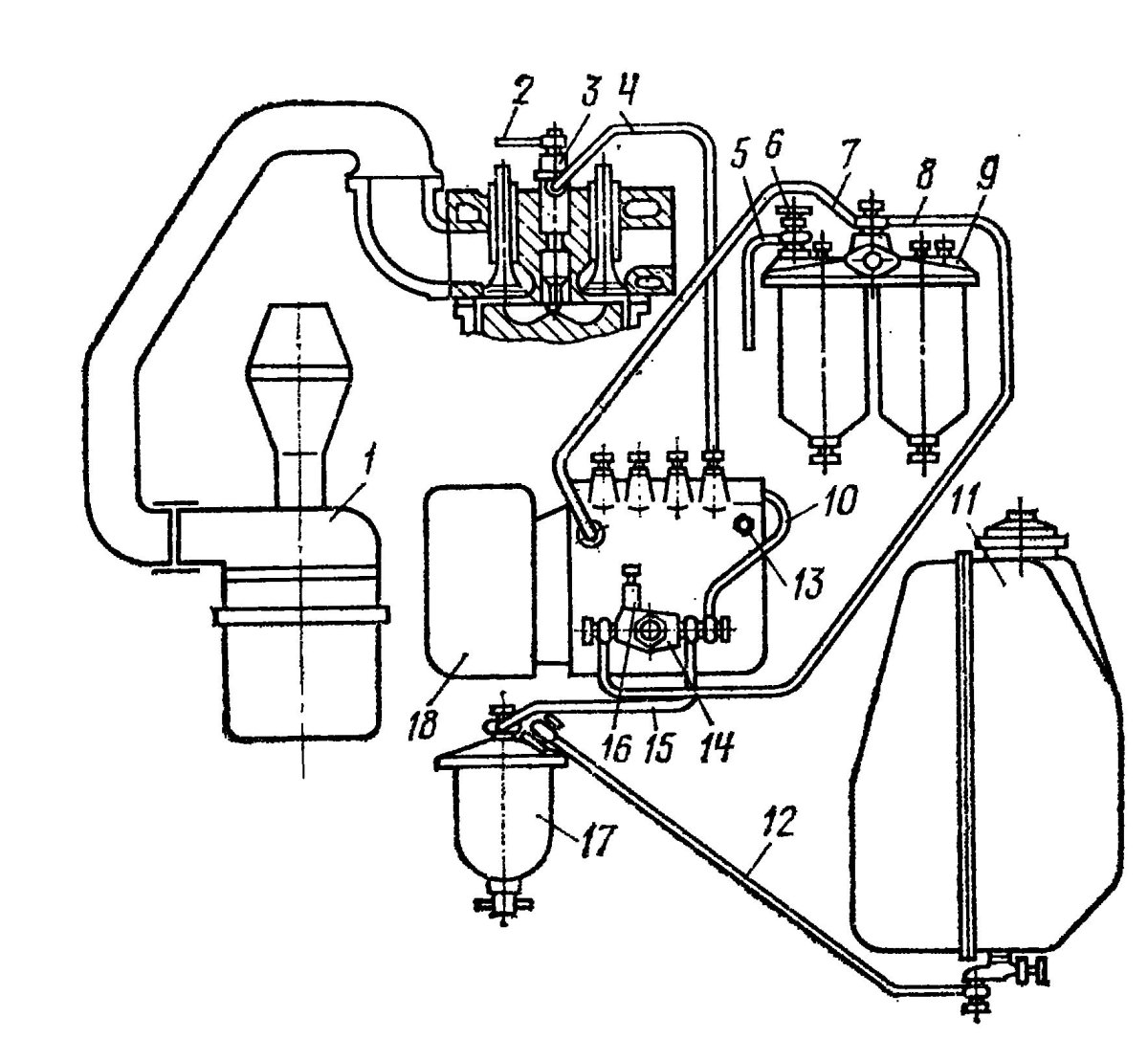 Топливная система трактора дт75