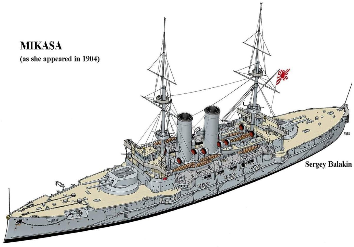 Эскадренный броненосец Микаса 1905 год