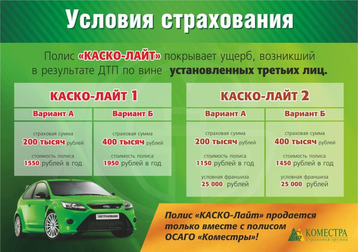 Условия страхования машины