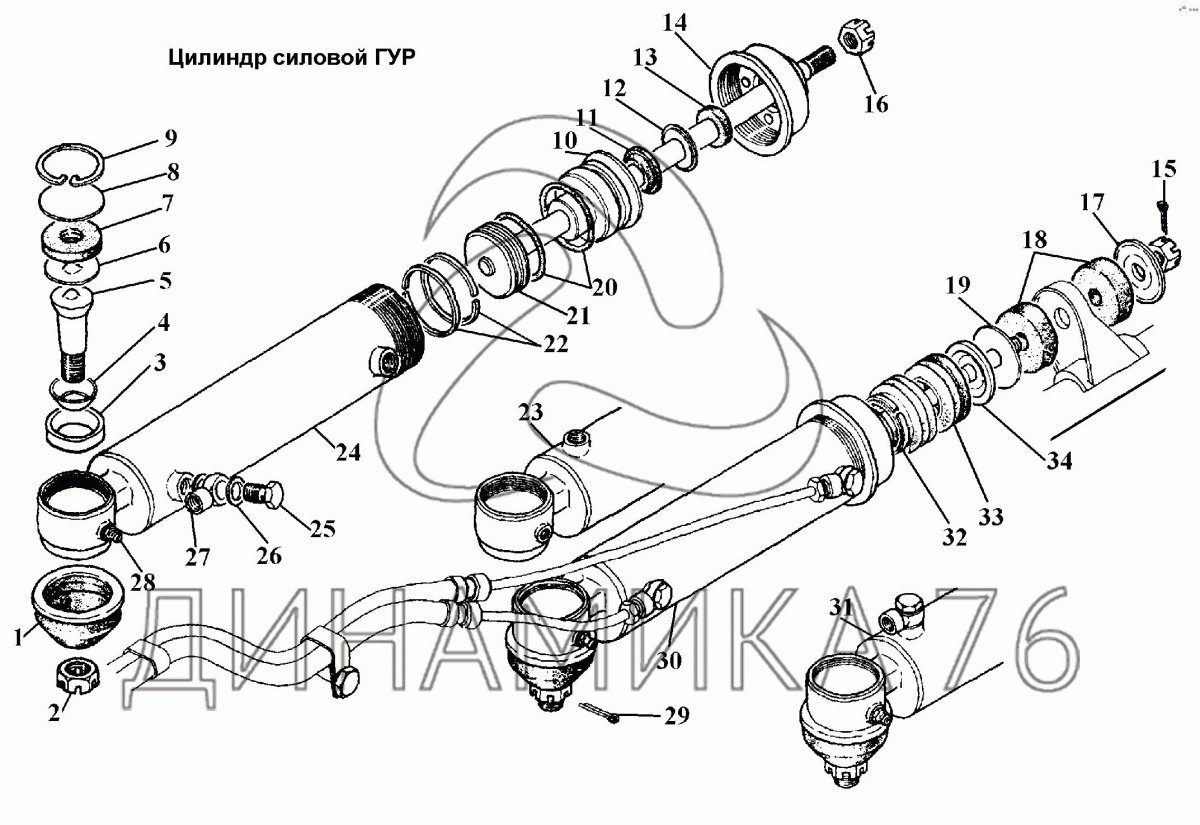 Цилиндр силовой ГУР ГАЗ-3308