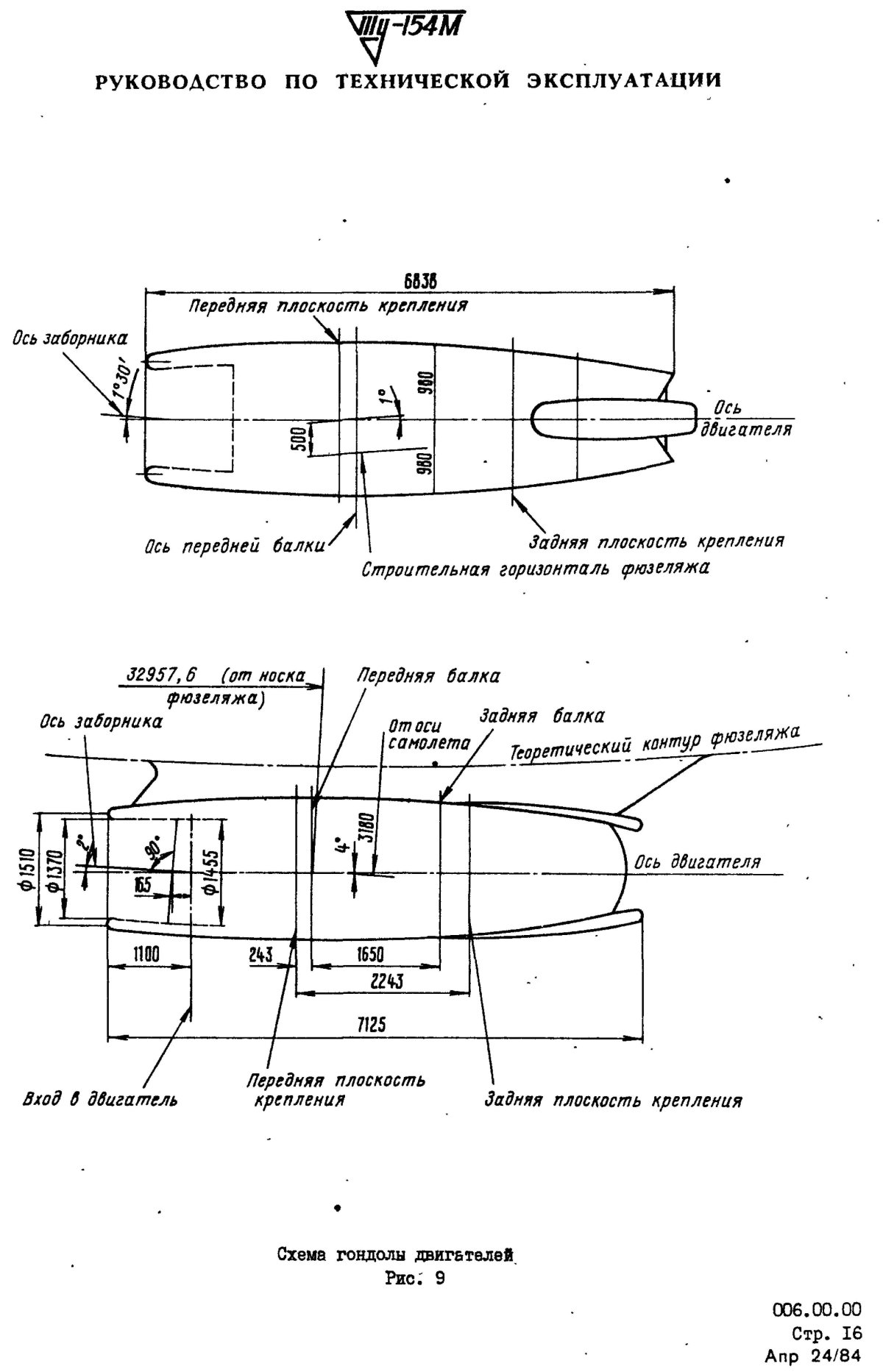 Схема самолета ту 154