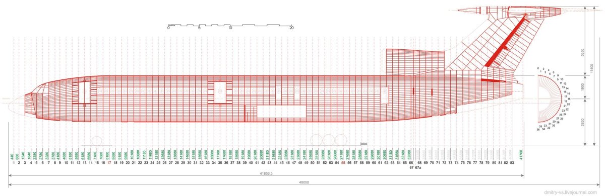 Фюзеляж ту 154 чертеж