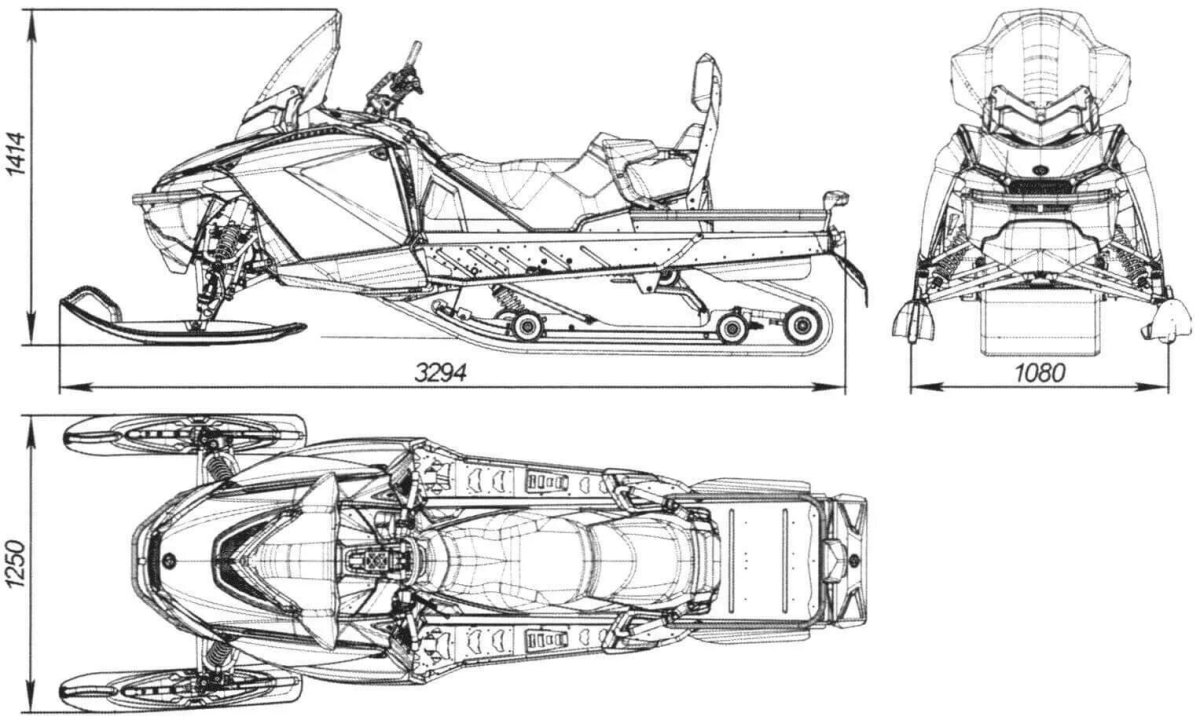 Габариты снегохода Ямаха Викинг 540 чертеж
