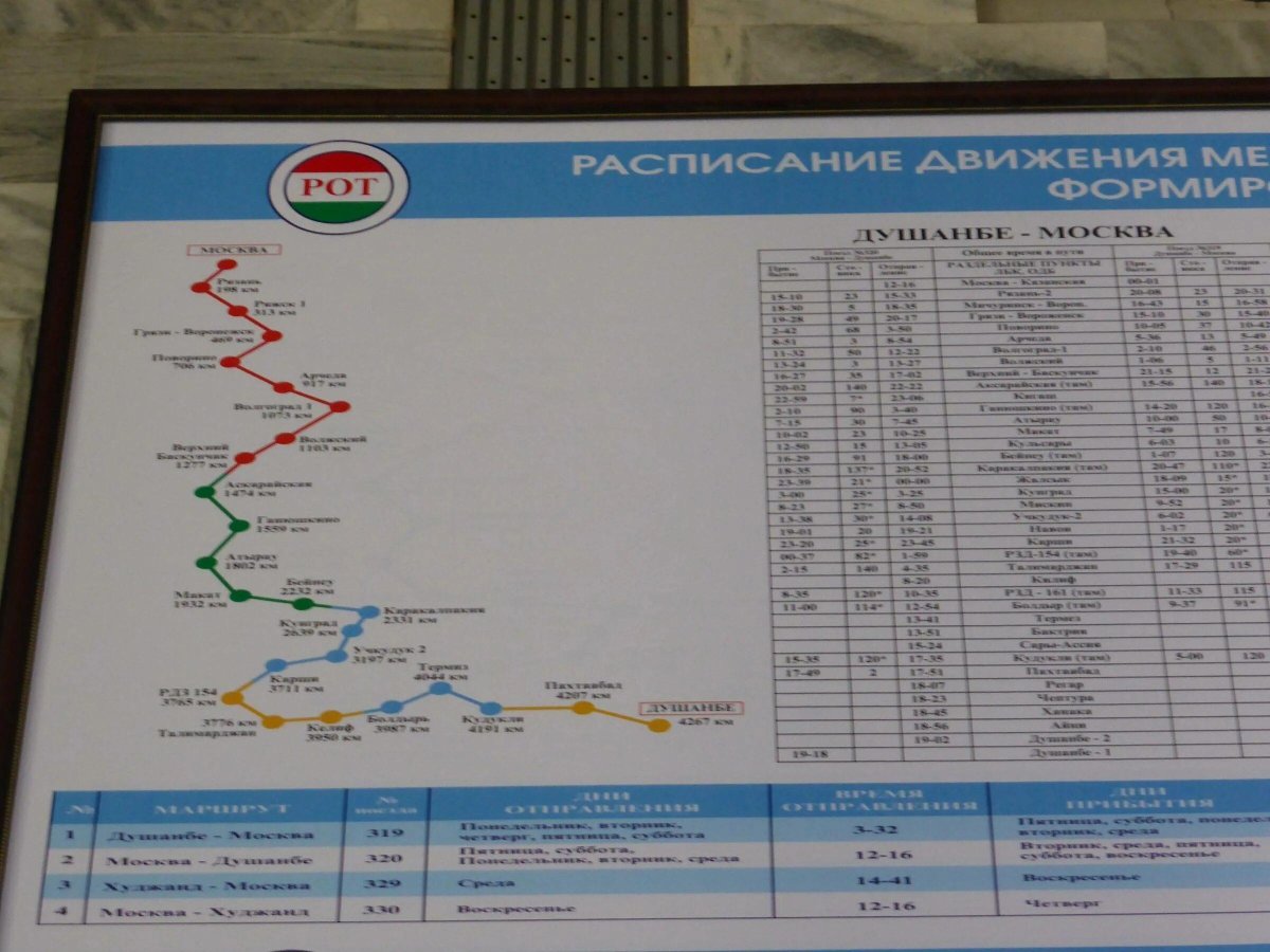 Поезд Москва Душанбе маршрут