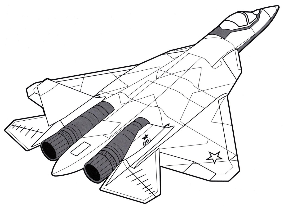 Истребитель Су-57 раскраска