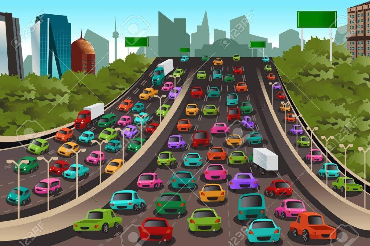 Мультяшная дорога с машиной