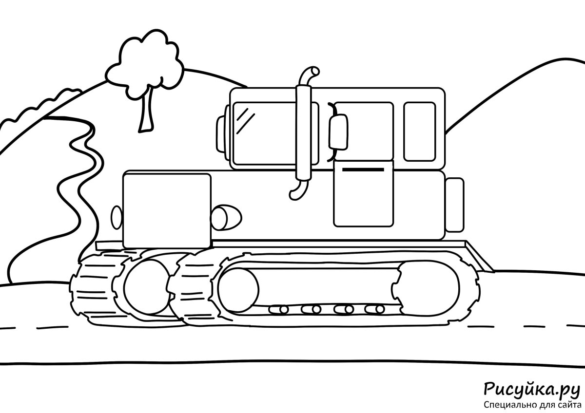 Гусеничный трактор раскраска