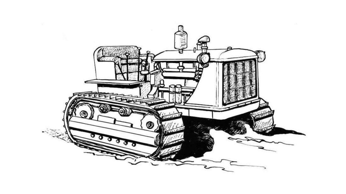 Трактор гусеничный ДТ-75 раскраска