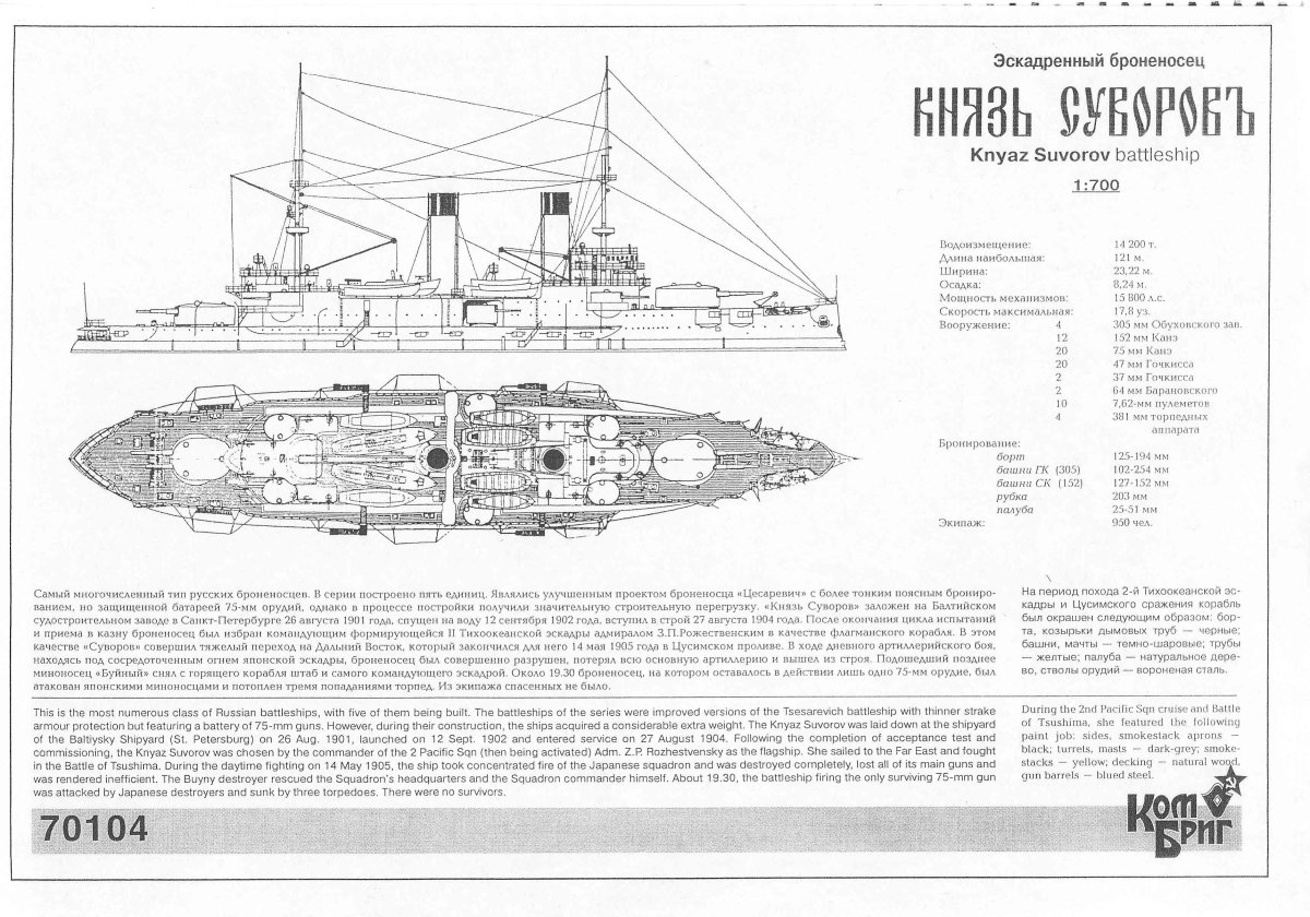 Чертеж броненосца князь Суворов