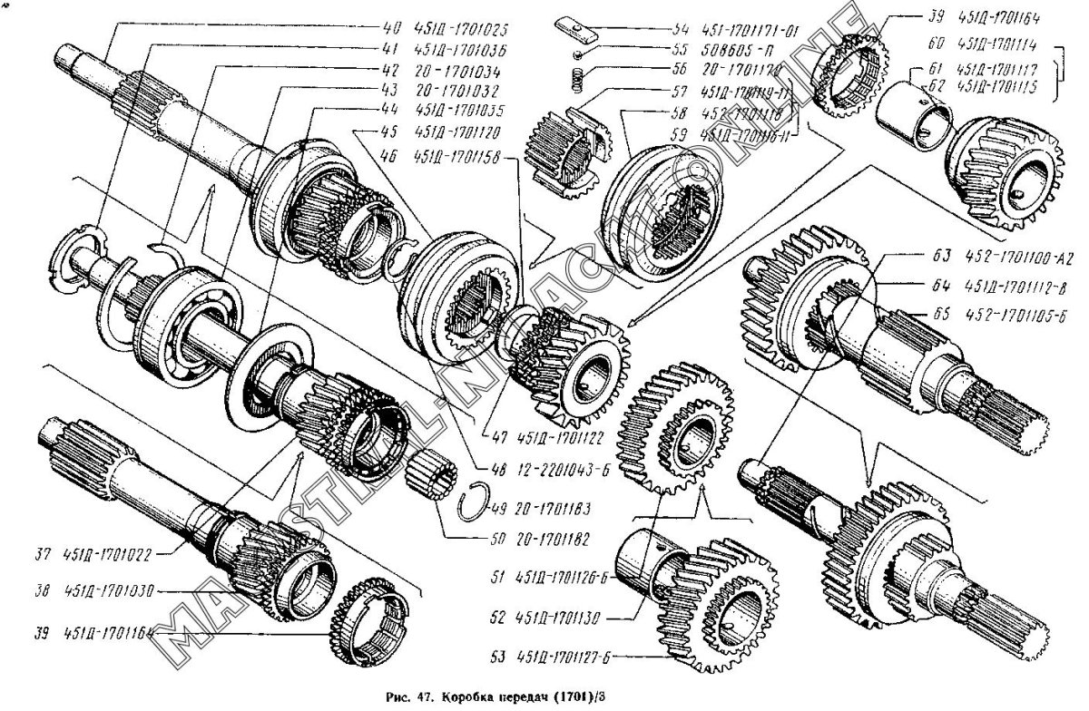 Коробка передач УАЗ 452 схема