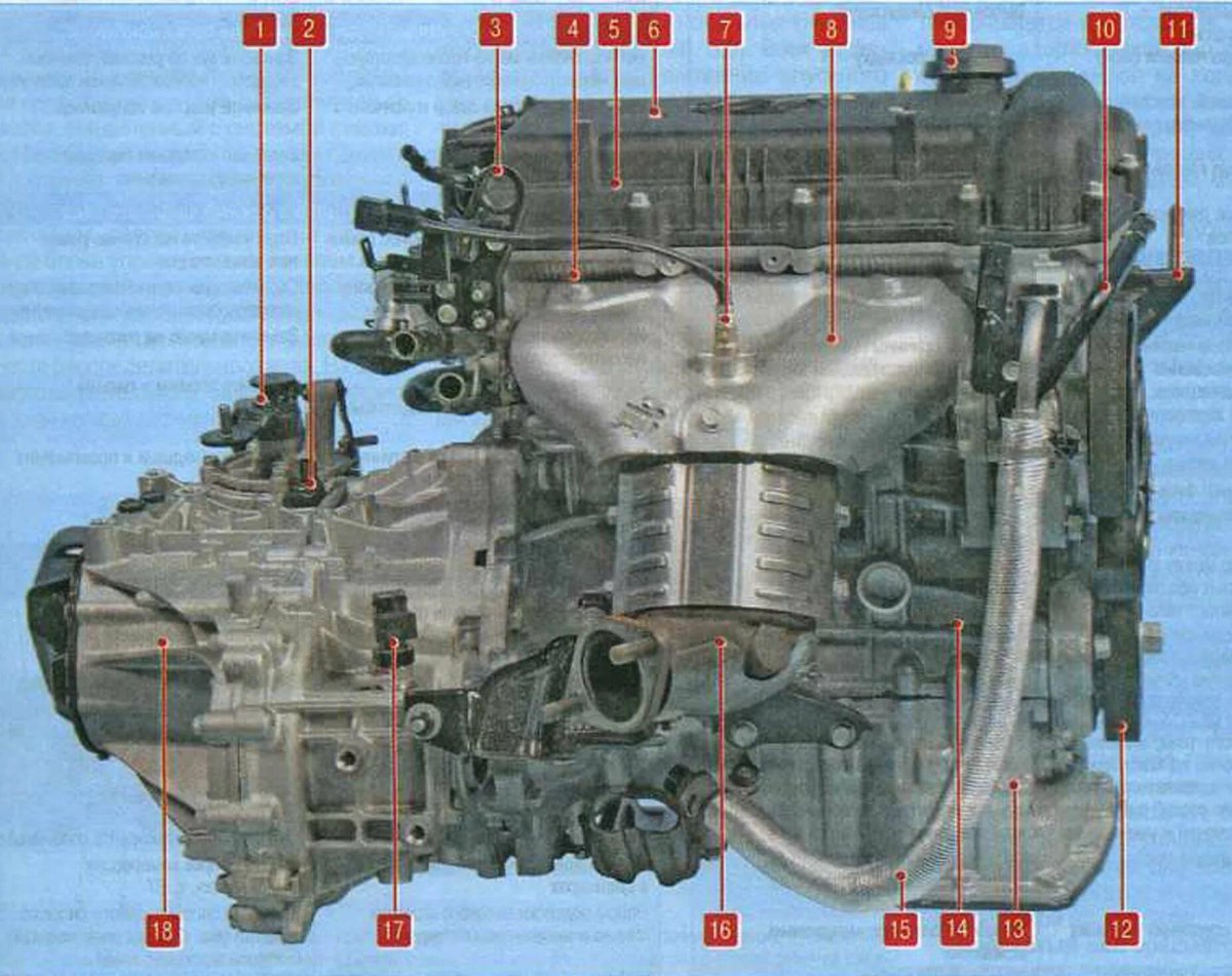 Схема двигателя Солярис 1.4