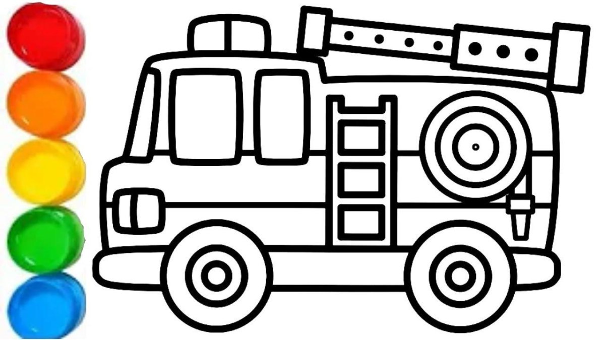Пожарная машина раскраска для детей