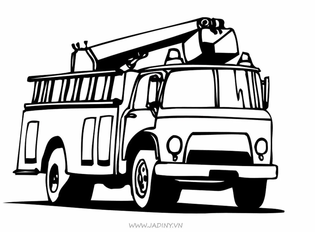 Пожарная машина раскраска для малышей