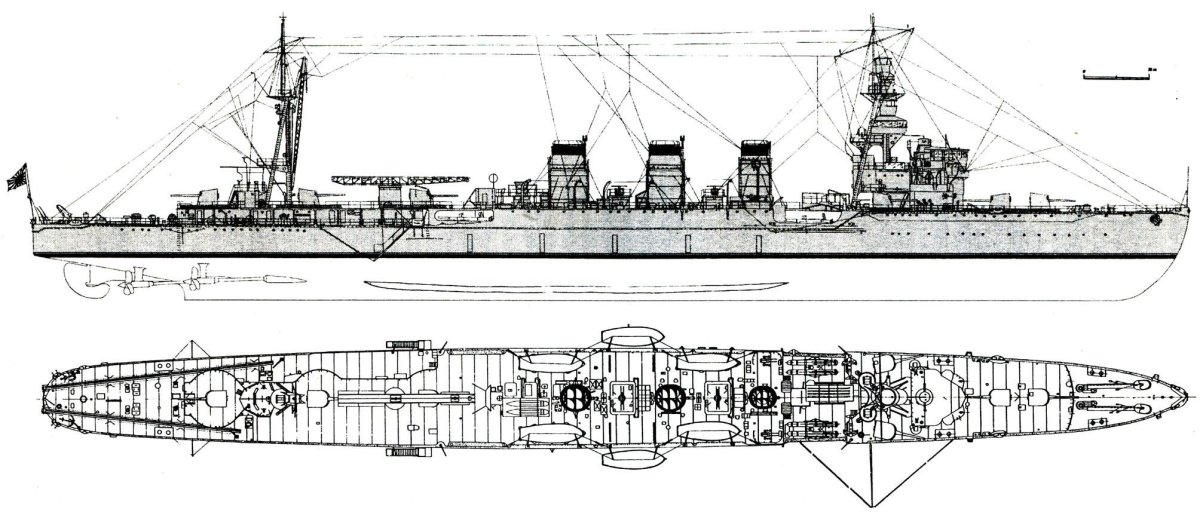 Чертеж крейсера Могами