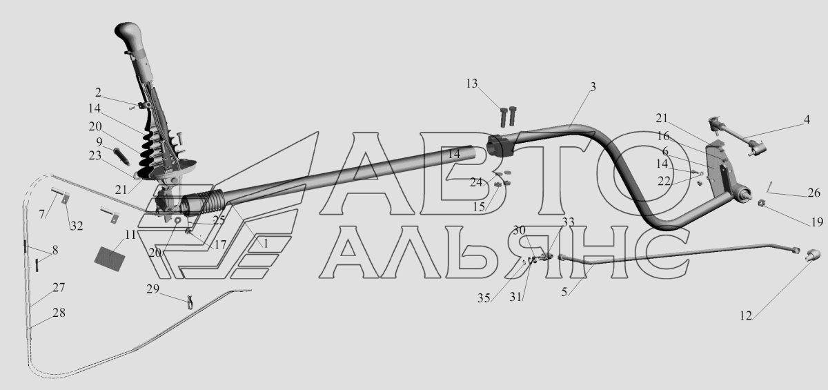 Тяга привода КПП КАМАЗ 4308-1703325