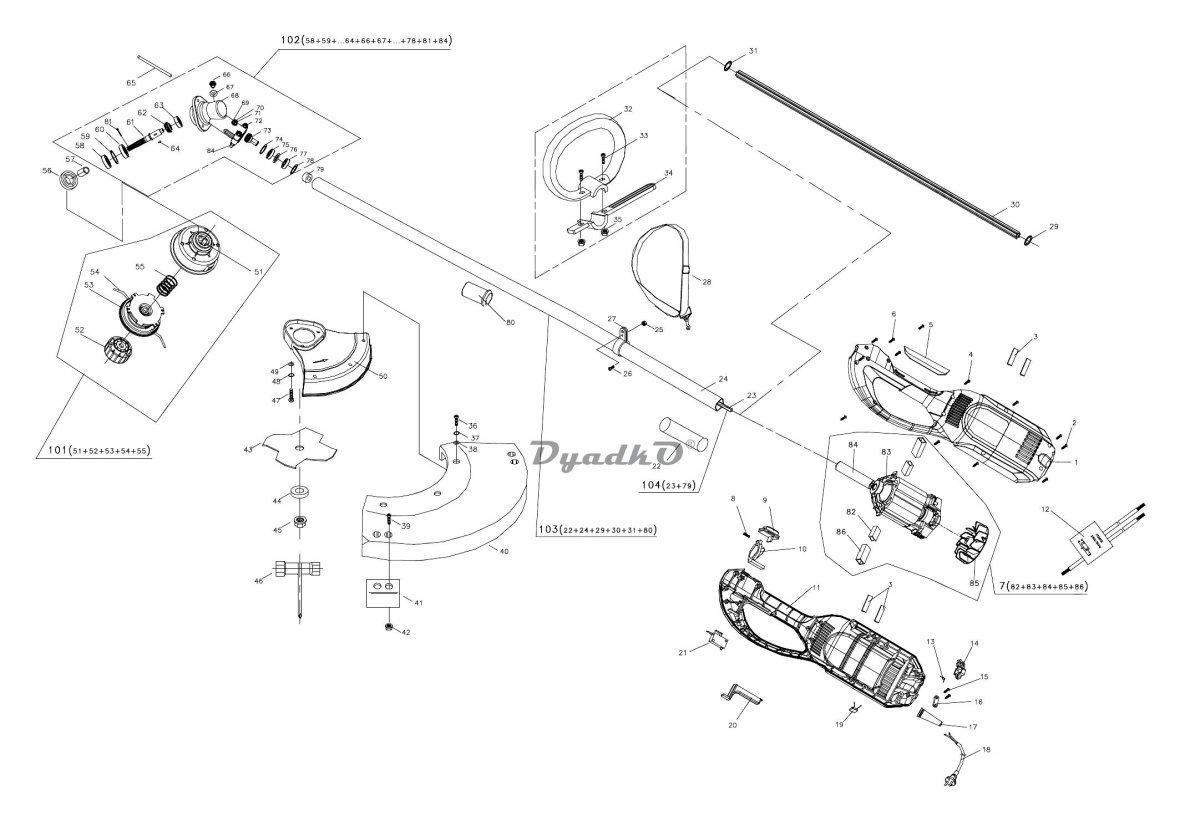 Схема триммера электрического Patriot 1200