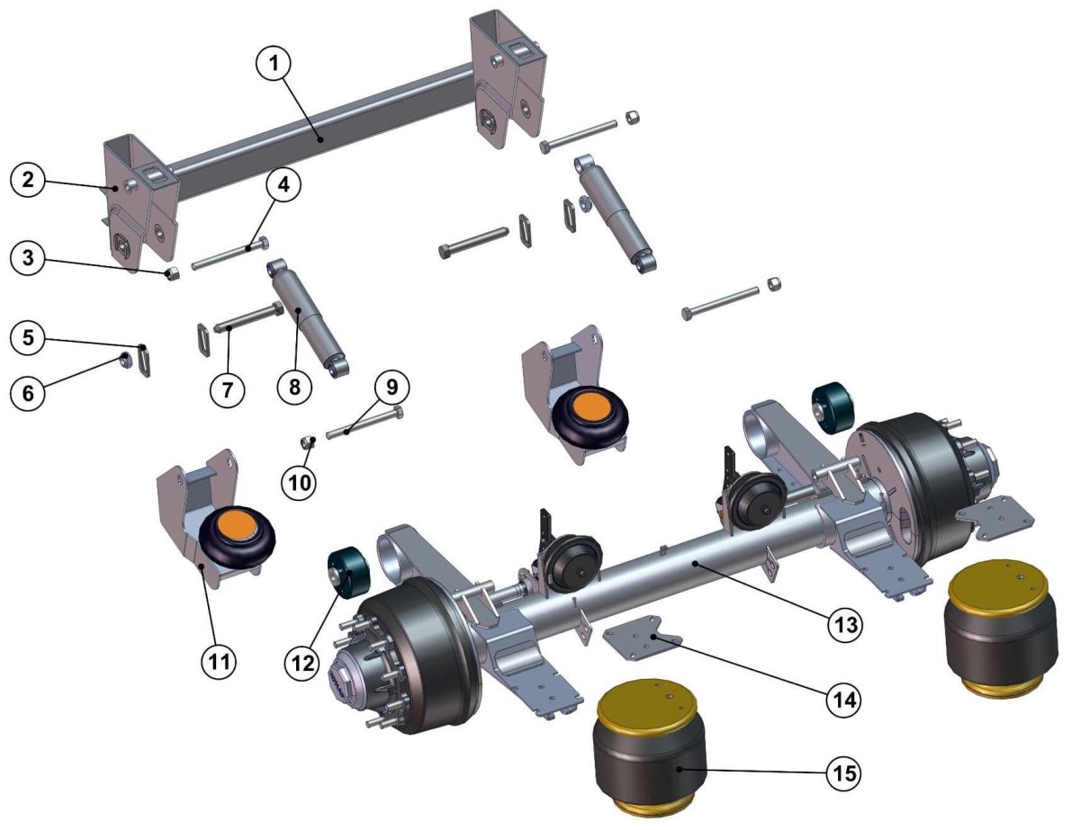 Ось амортизатора прицепа Тонар