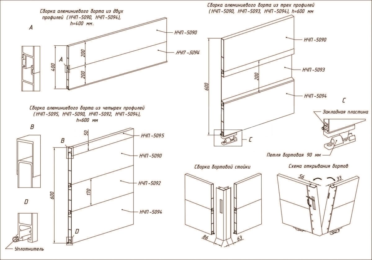 Профиль алюминиевого борта чертеж