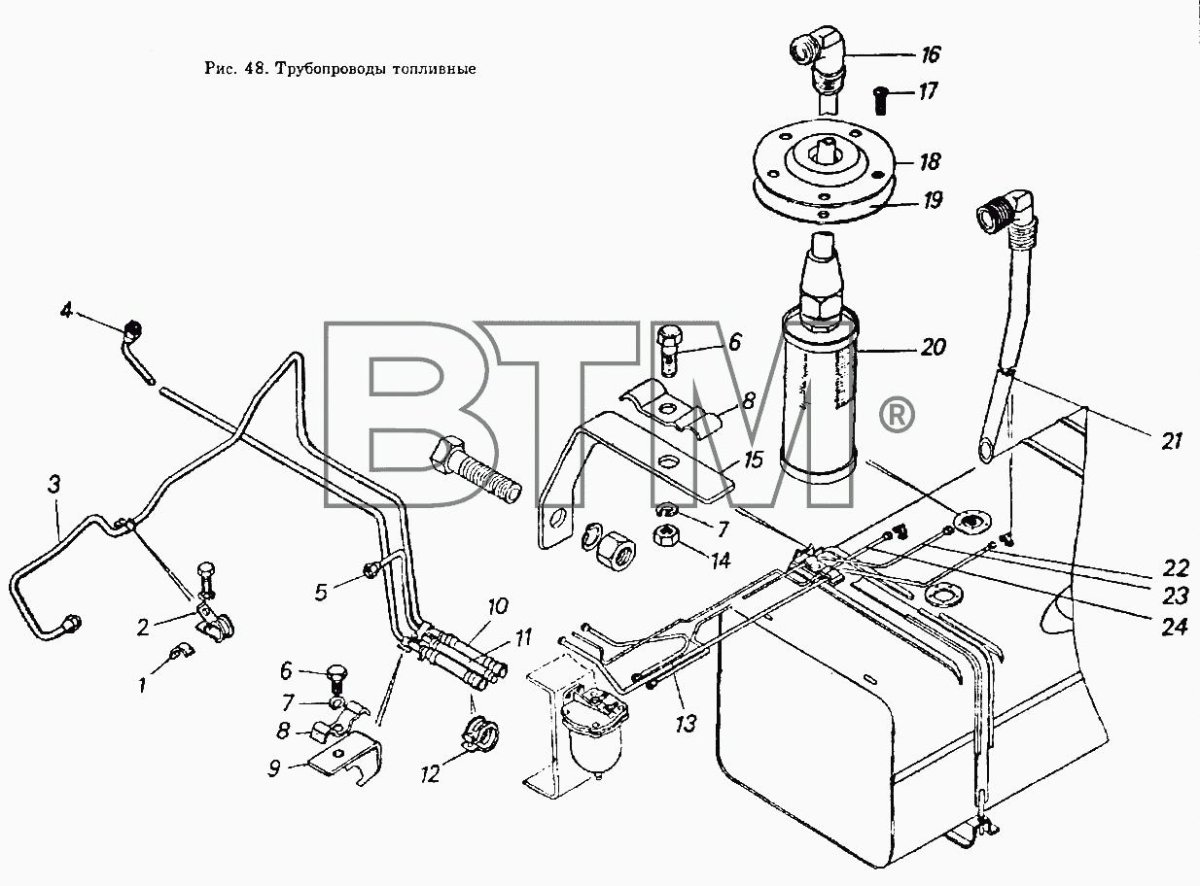 Трубка обратки топлива КАМАЗ 5320