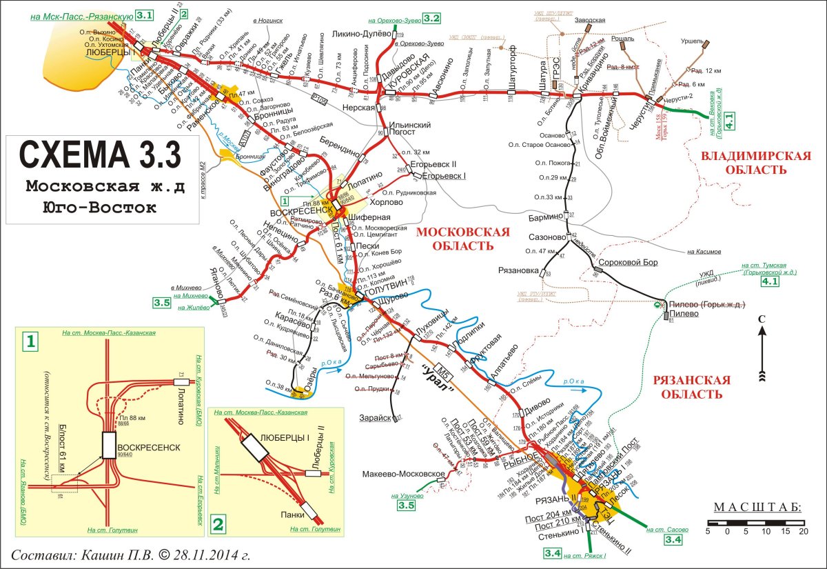 Схема Рязанской железной дороги