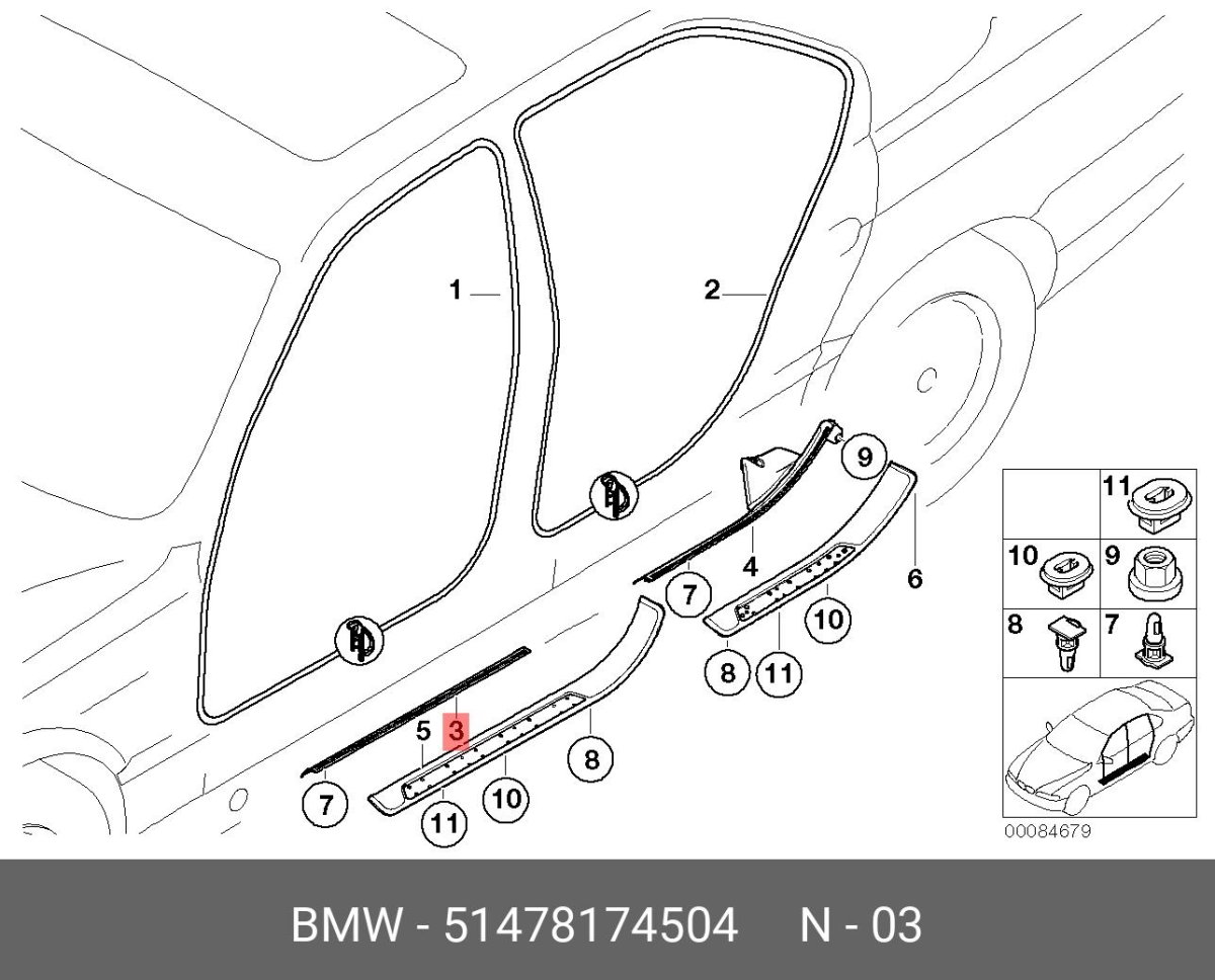 Защита молдинга поясной линии кузова, левая