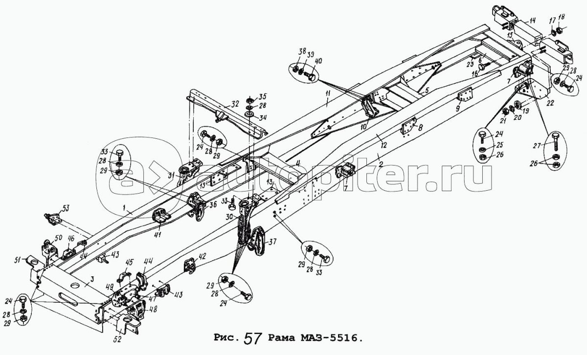Крепление кузова МАЗ 5516