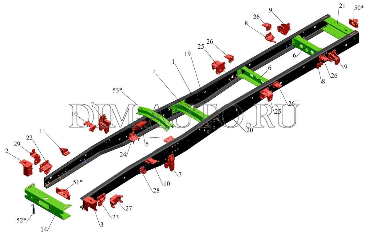 Поперечина рамы МАЗ 5551