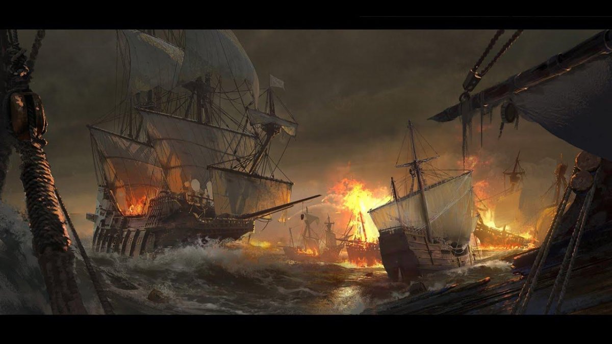 Морское сражение пираты Карибского моря