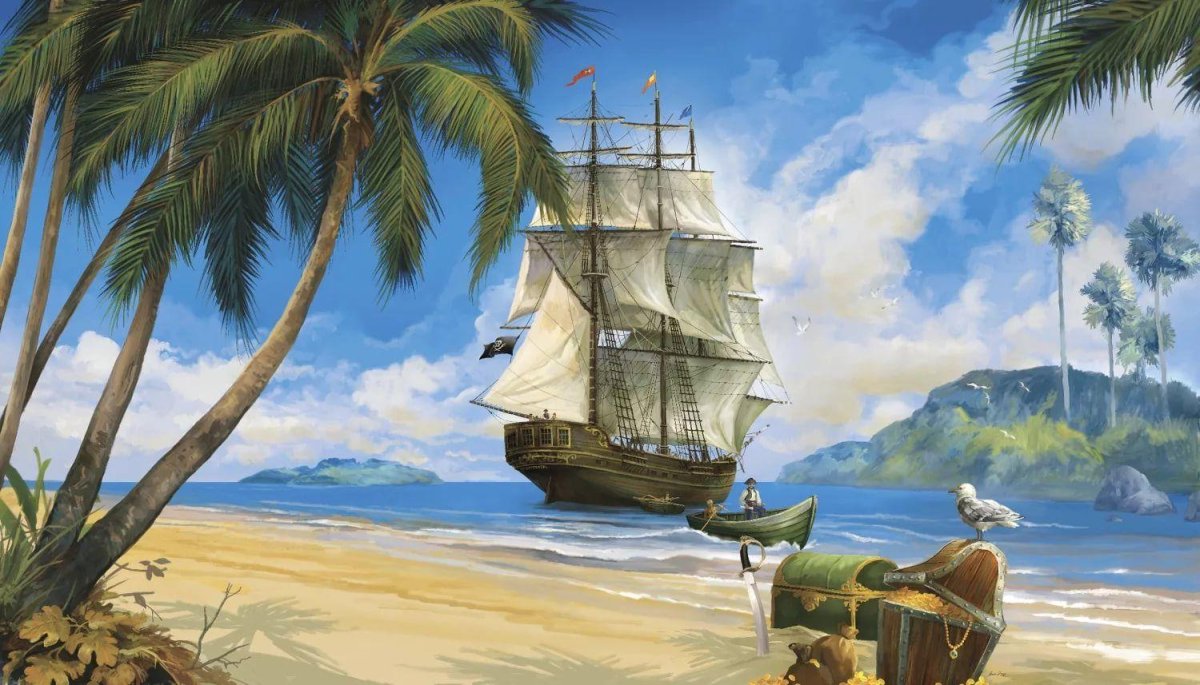 Пиратский корабль на берегу