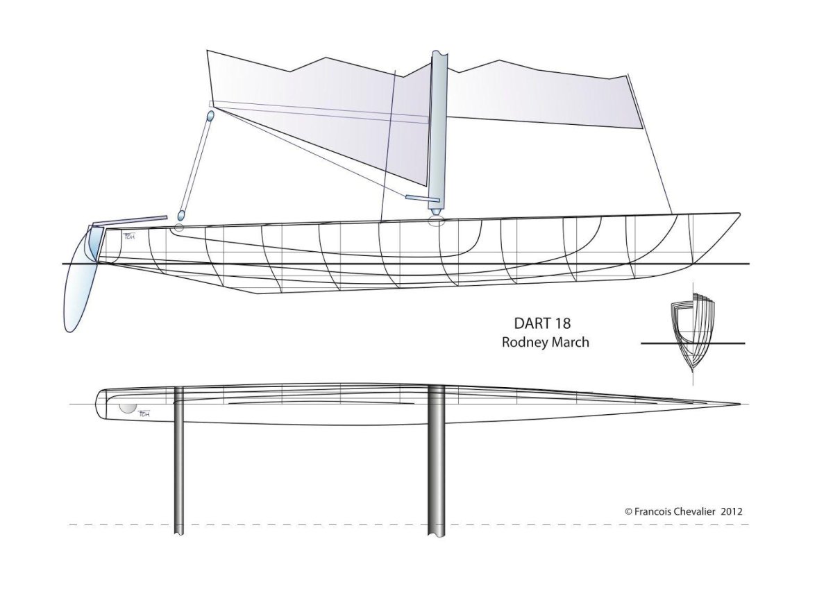 Теоретический чертеж корпуса катамарана Торнадо