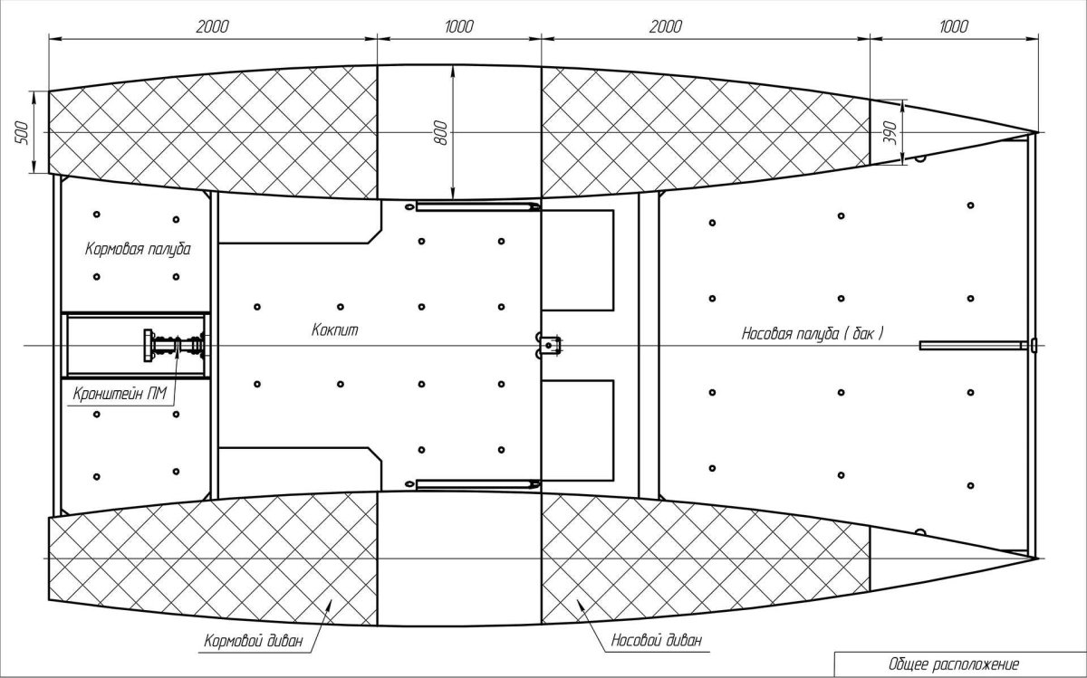 Катамаран АМГ 10 М чертеж