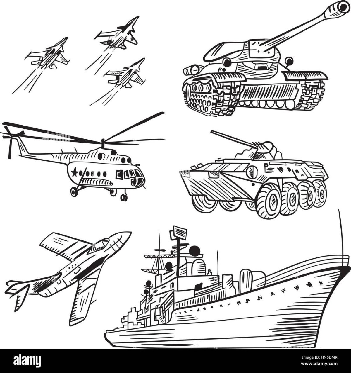 Силуэты танков и самолетов