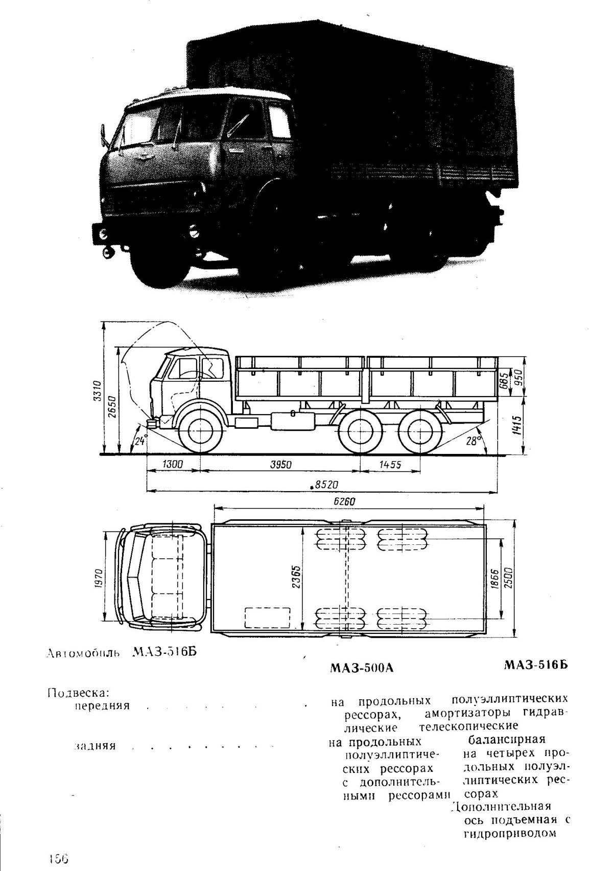 Максимальные габариты МАЗ 516
