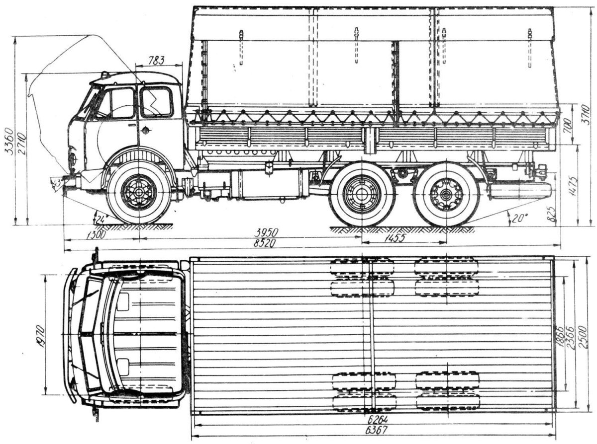 МАЗ 500 самосвал чертеж