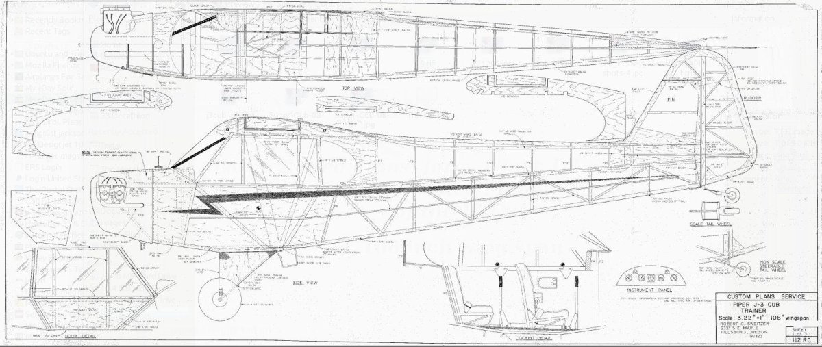 Piper j3 Cub чертежи
