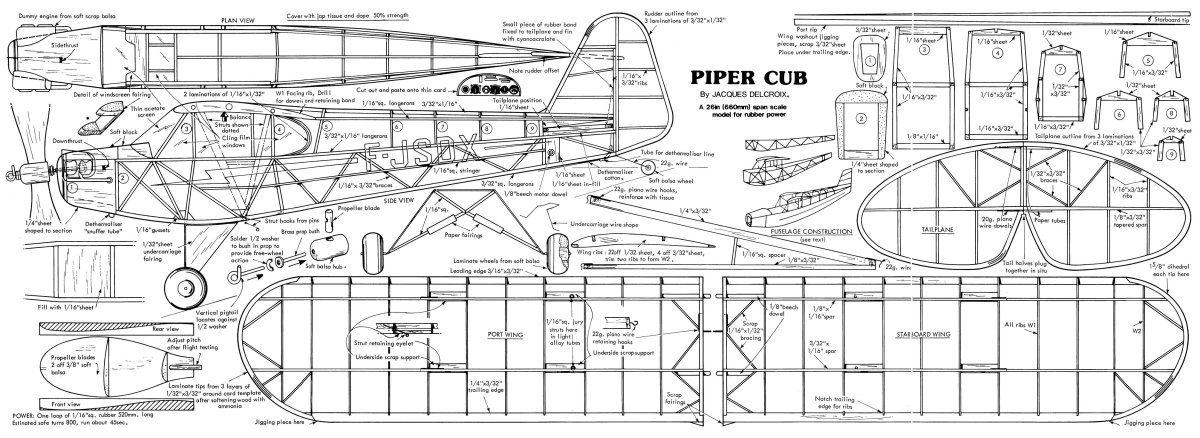 Piper j3 Cub чертежи