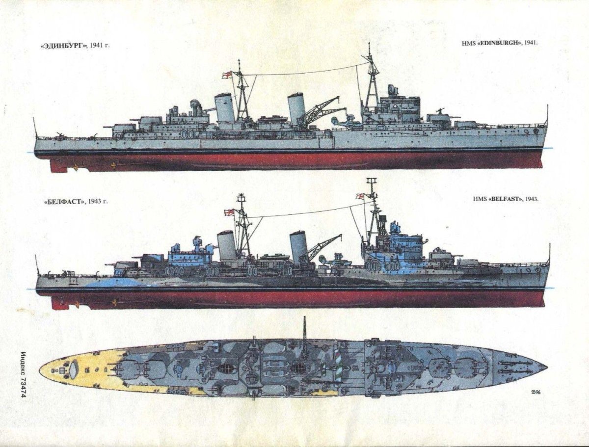 Лёгкий крейсер Белфаст чертежи