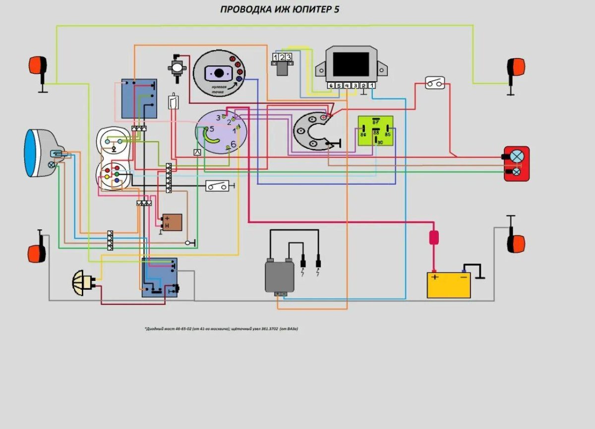 Схема электрооборудования ИЖ Юпитер 5