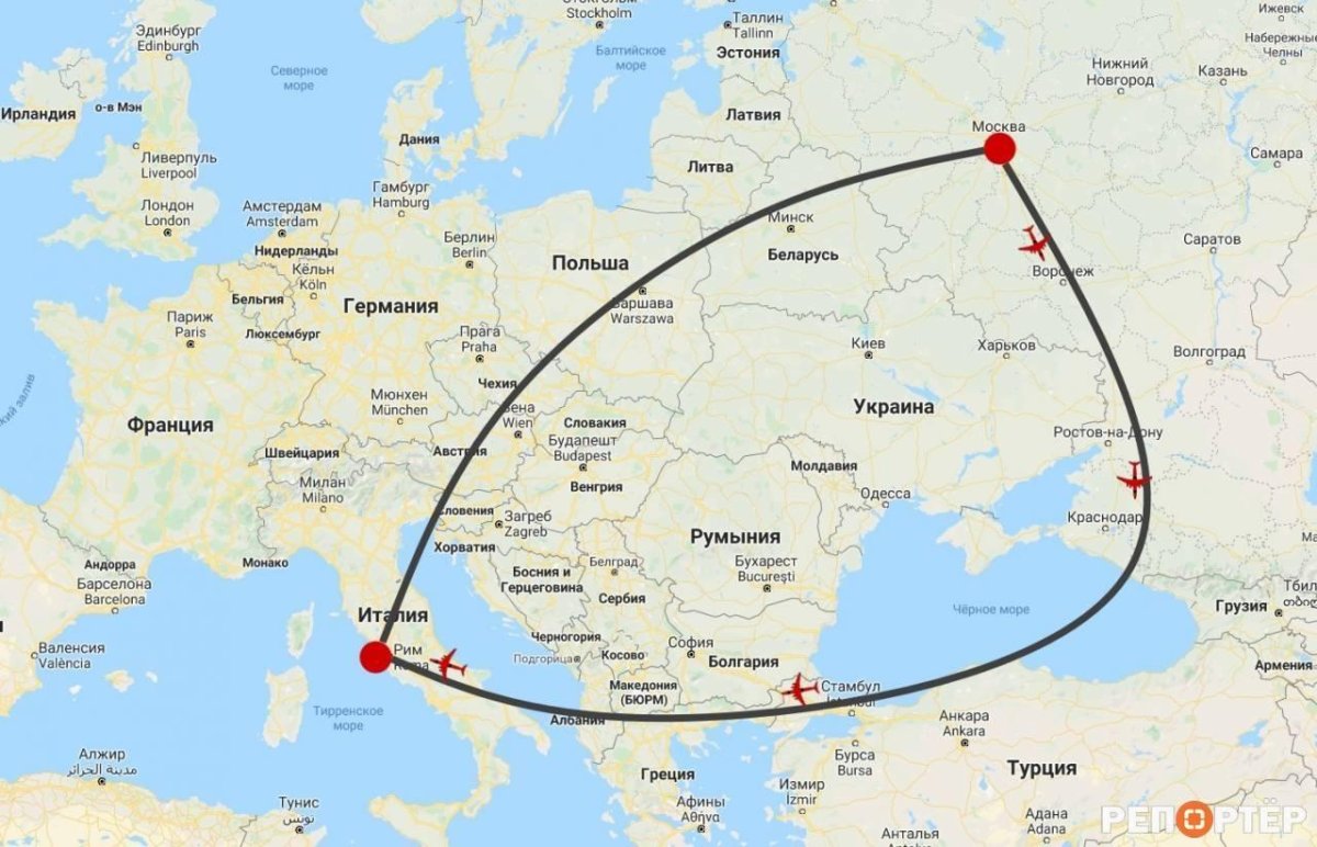 Маршруты самолетов