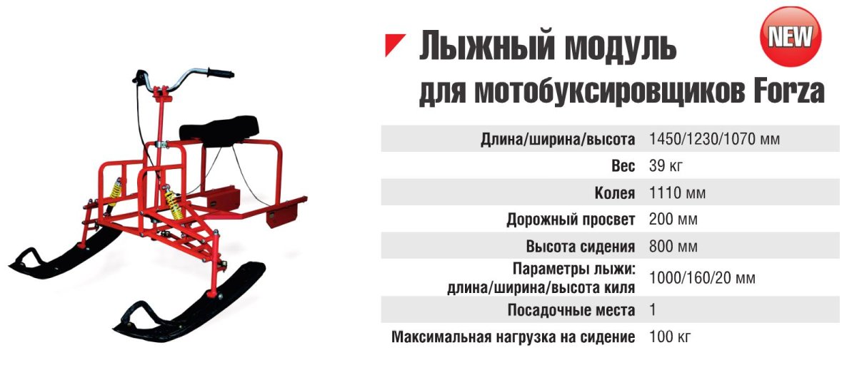 Лыжный модуль на мотобуксировщики Forza 9 комплектация