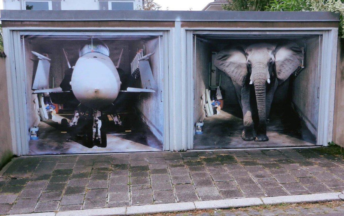 Аэрография на воротах гаража