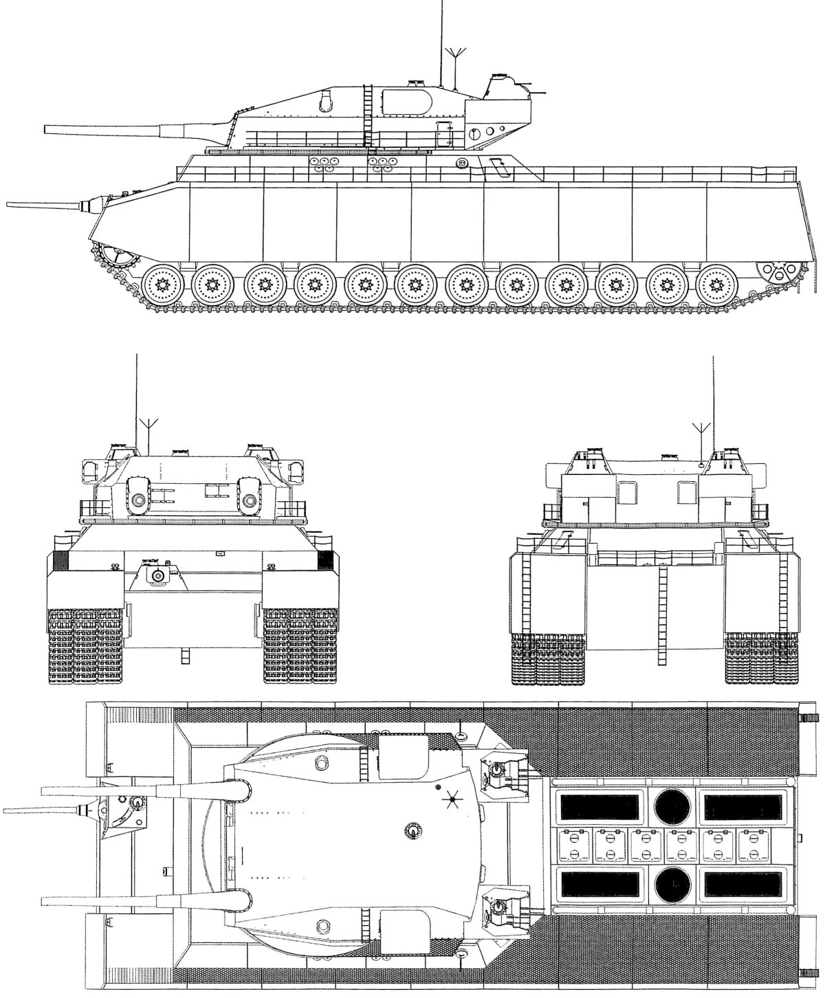 Танк p1000 Ratte чертеж