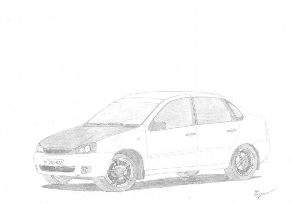 Раскраска Лада Калина хэтчбек