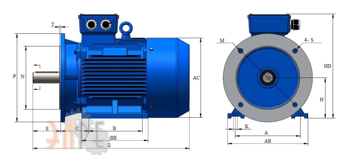 Габариты двигателя АИР 132 м4