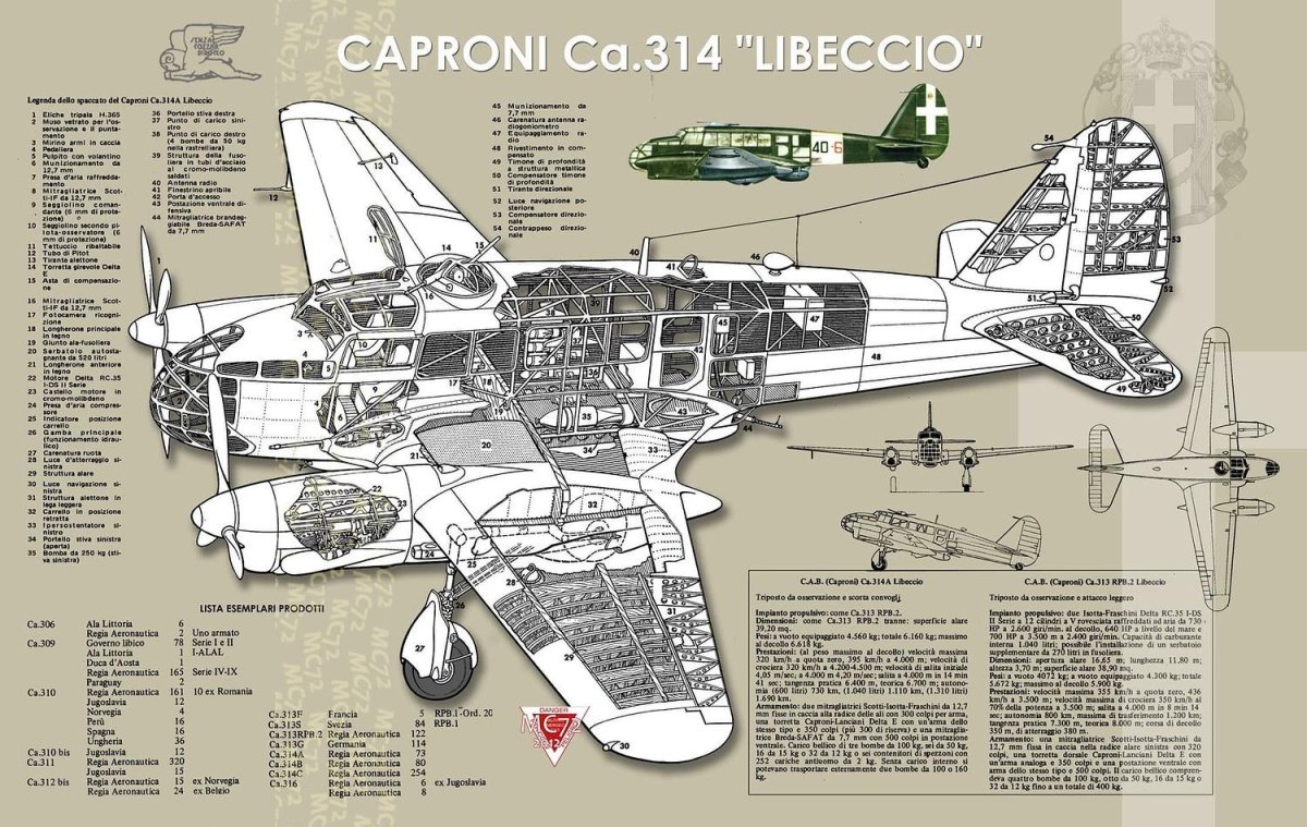 Caproni CA 310 чертежи