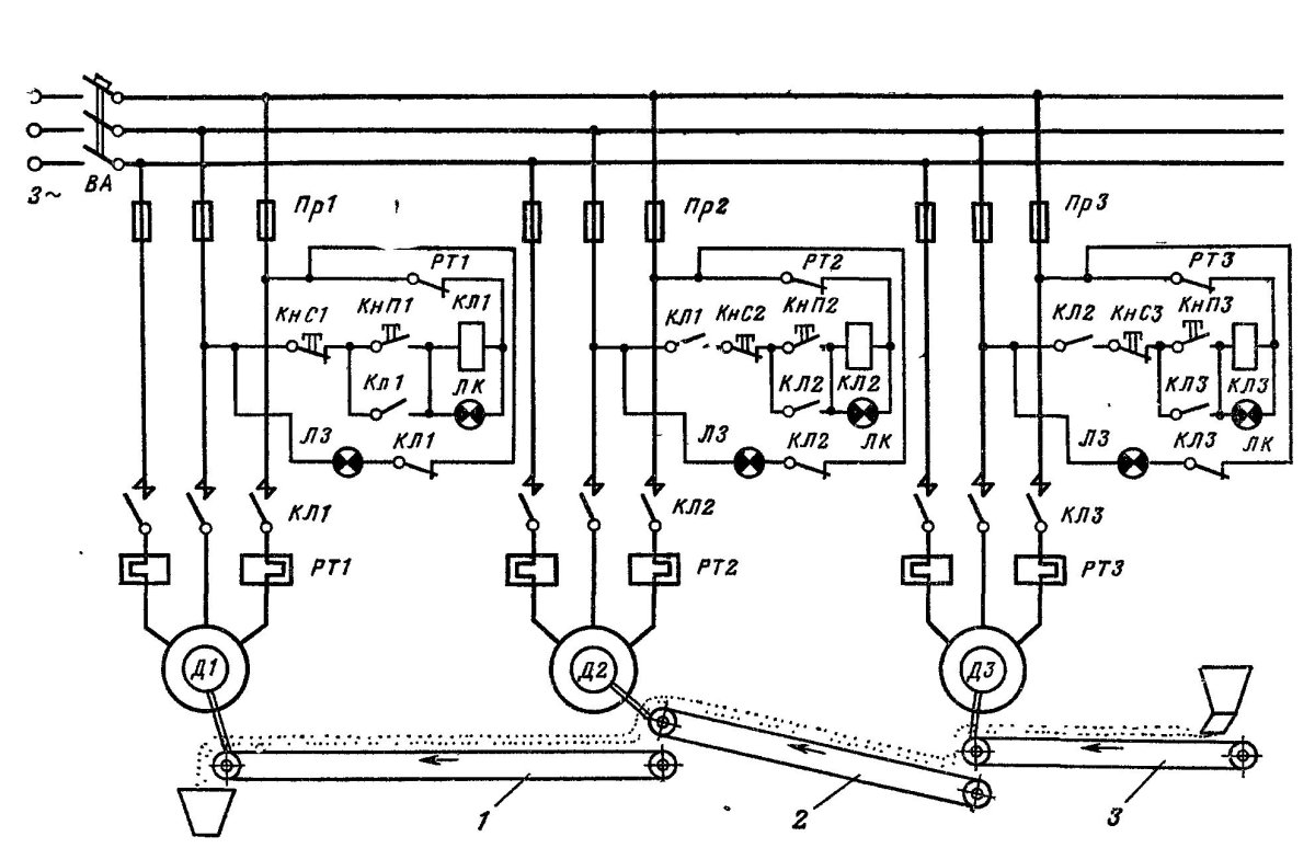 Принципиальная электрическая схема пластинчатого конвейера