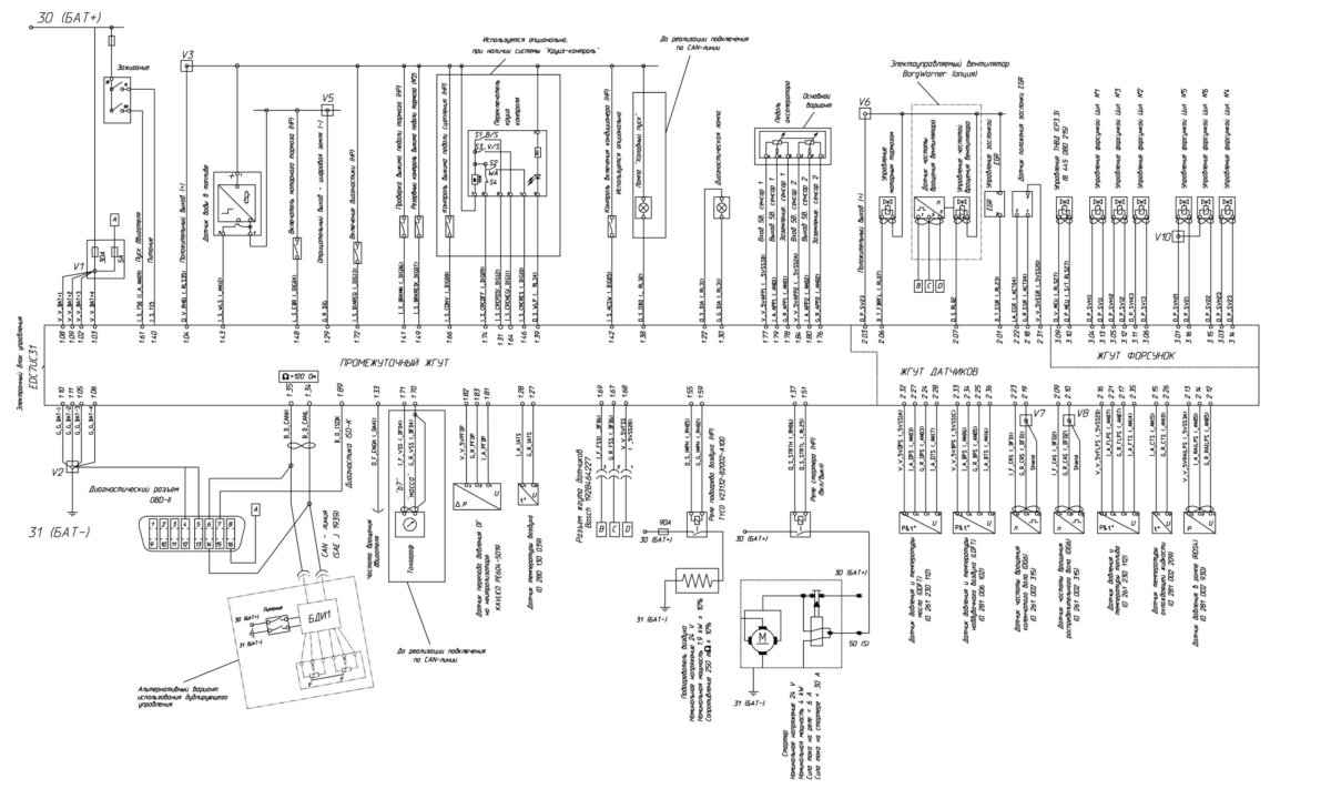 Схема электрооборудования ДВС ЯМЗ 536