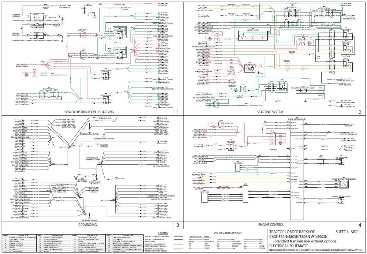 Схема электрооборудования Case 580sr