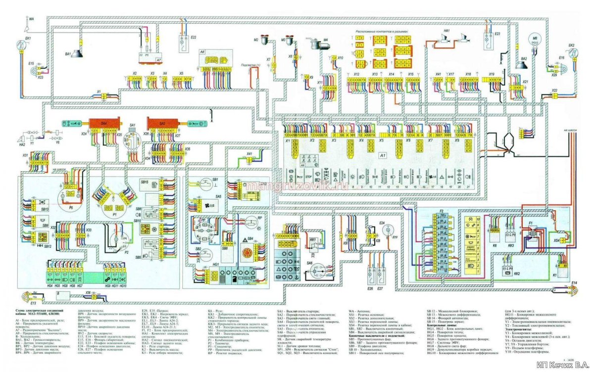 Схема электрооборудования МАЗ 6303
